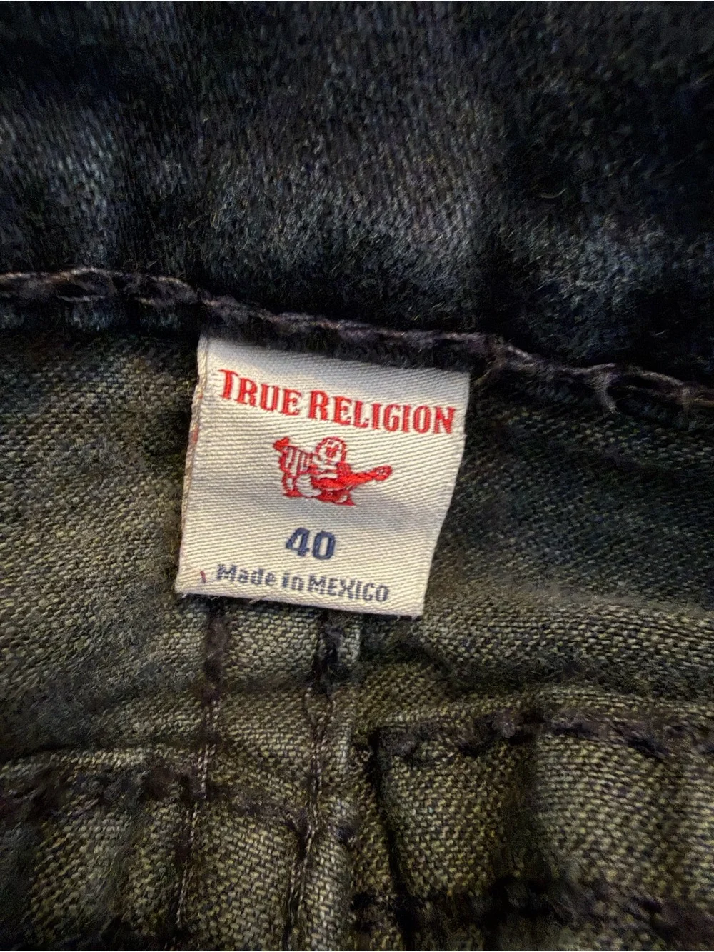 True Religion Geno Flap Big T Blue Men's Relaxed Slim Jeans Size 40 Thick Stitch